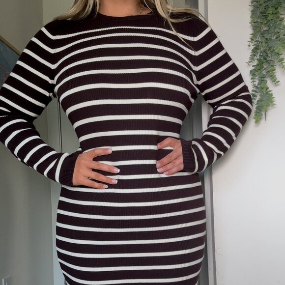 PRIMARK STRIPPED MIDI KNIT DRESS - Picture 1 of 11